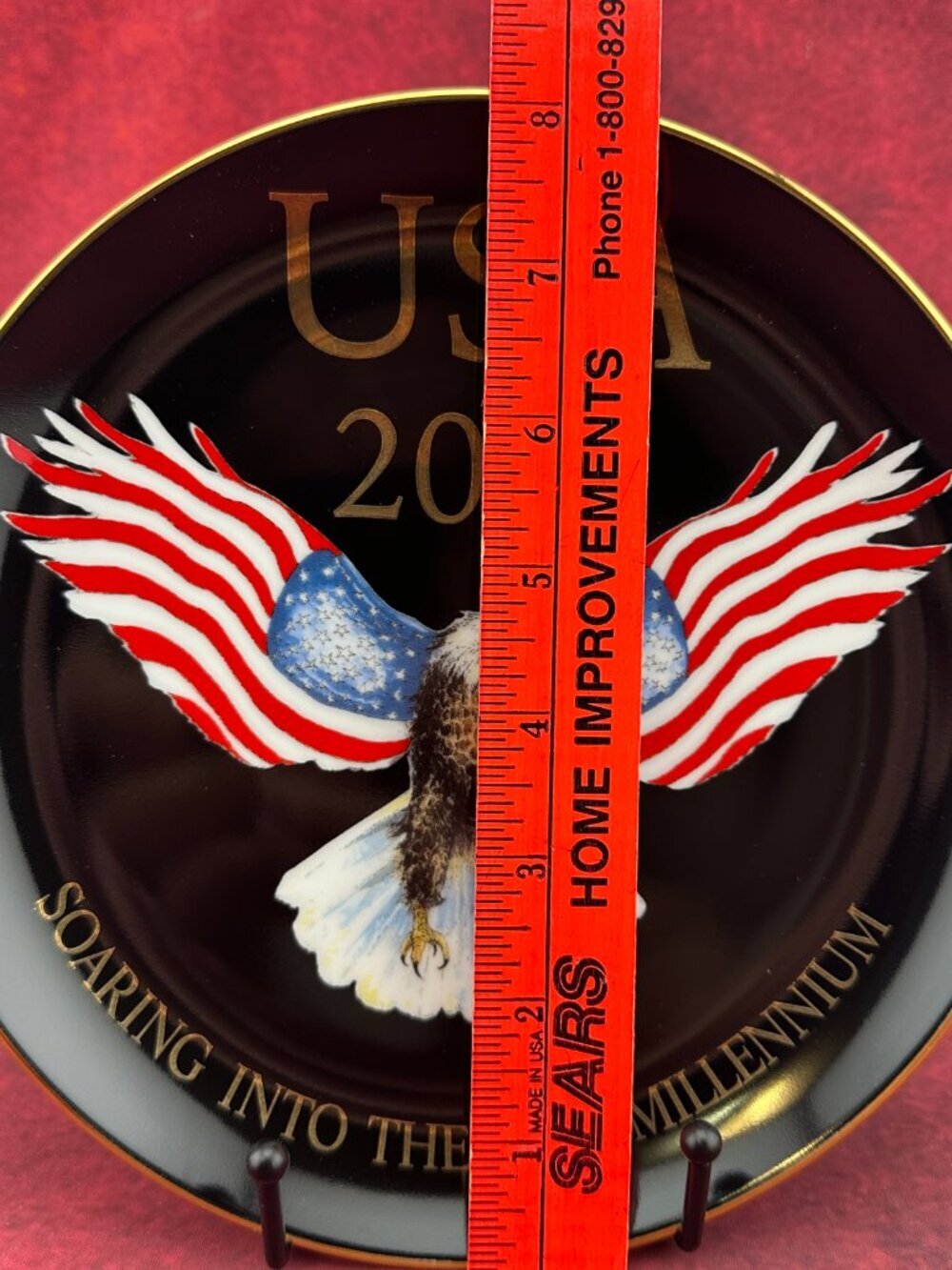 COMMEMORATIVE "SOARING INTO THE NEW MILLENIUM" USA 2000 CERAMIC PLATE w/BOX - Picture 4 of 4